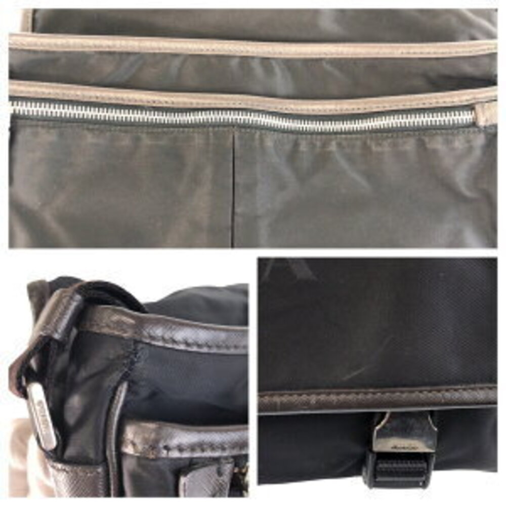 Prada logo messenger shoulder bag Tessuto triangular nylon black plate - Picture 5 of 10